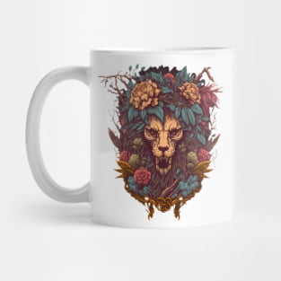 lion flower skull Mug